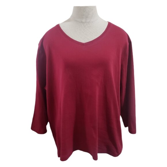 CT1813 L.L. Bean 3/4 Sleeve V-neck Cotton Tee 1X - Picture 1 of 3